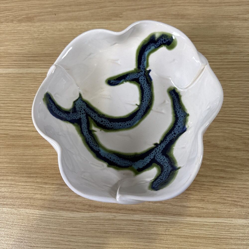 Hilborn Pottery Handcrafted Ceramic Northern Lights Pistachio Shell Serving Dish